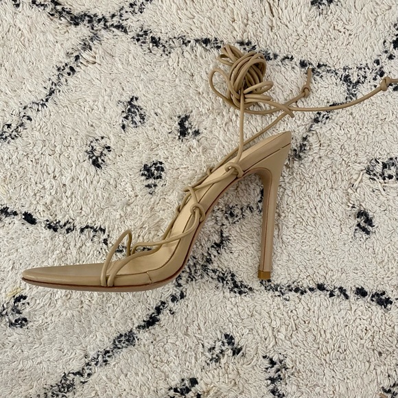 BEIGE LEATHER BARELY THERE SANDAL - Picture 3 of 10